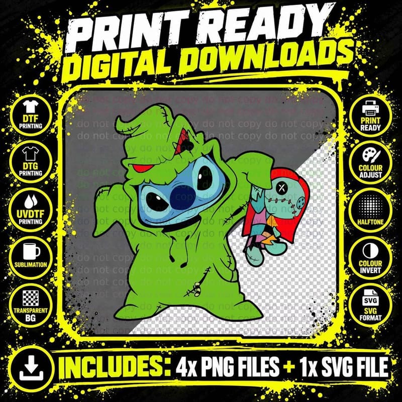 Oogie Boogie Stitch Classic T-Shirt Png SVG Digital Bundle