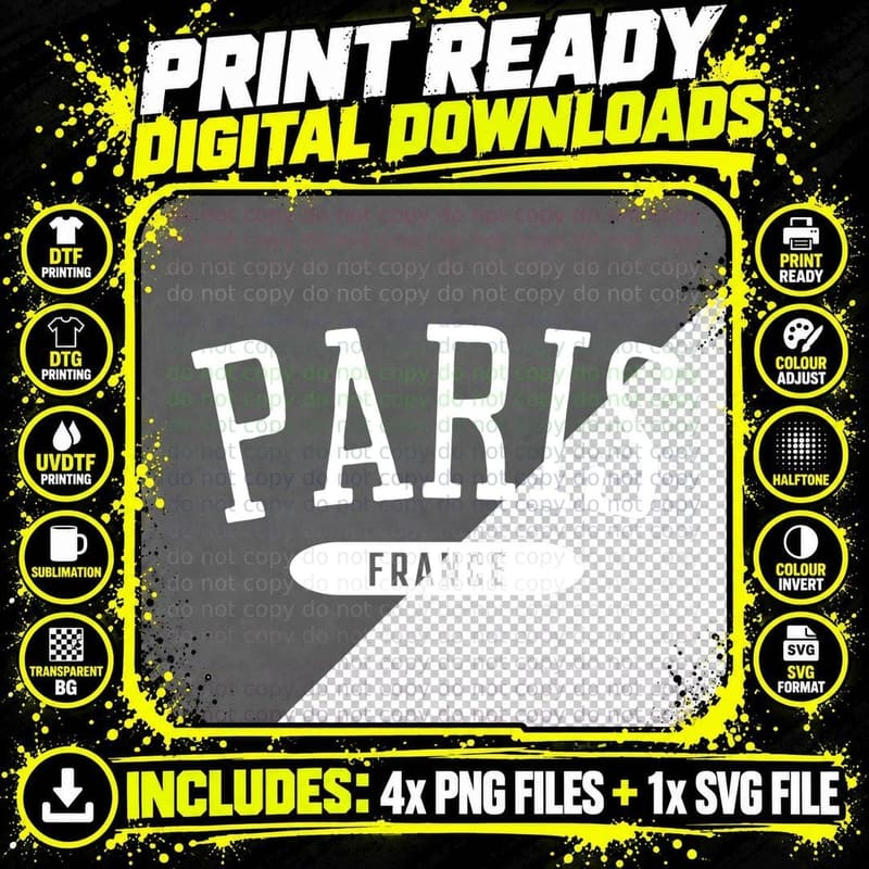 Paris Classic Style Paris France T-Shirt Png SVG Digital Bundle