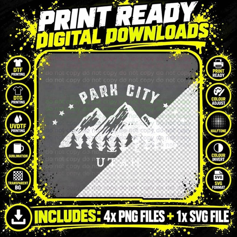 Park City, Utah - Retro Vintage City Mountains T-Shirt Png SVG Digital Bundle