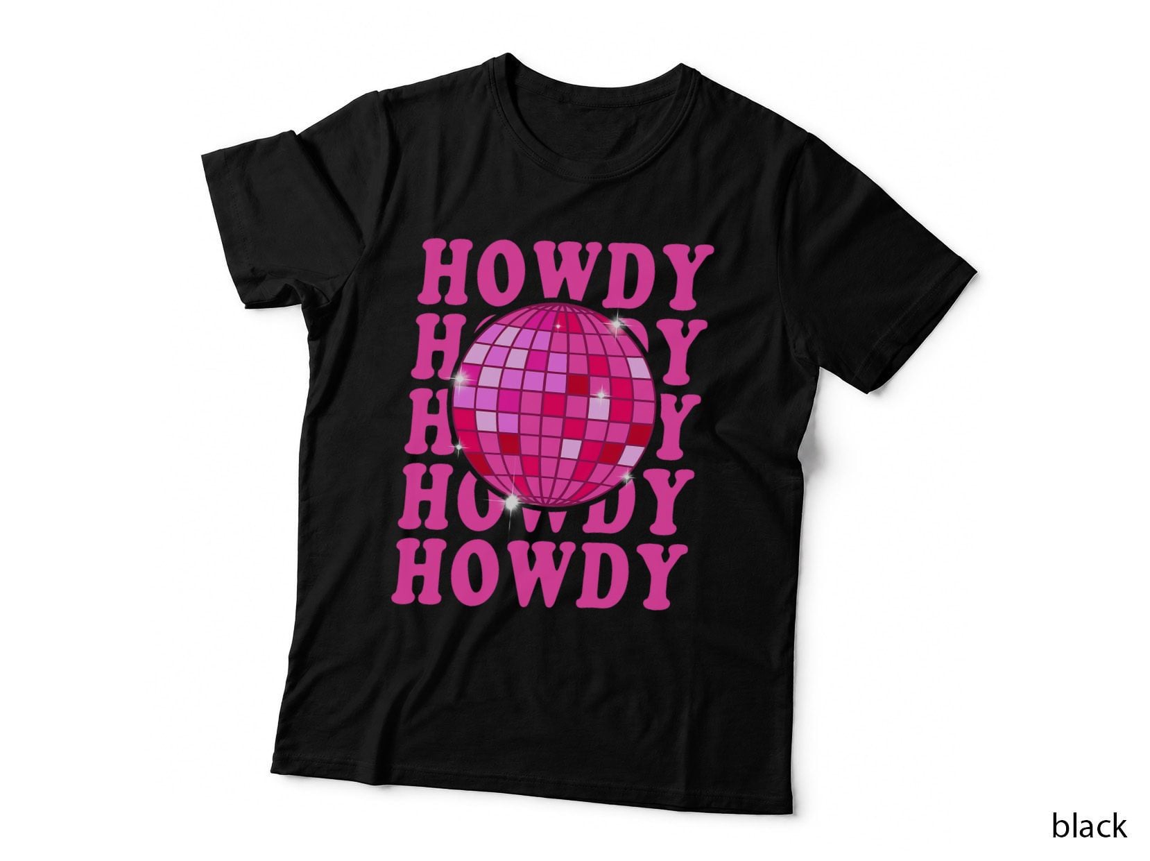 Pink Retro Disco Western Country Southern Cowgirl Howdy T-Shirt