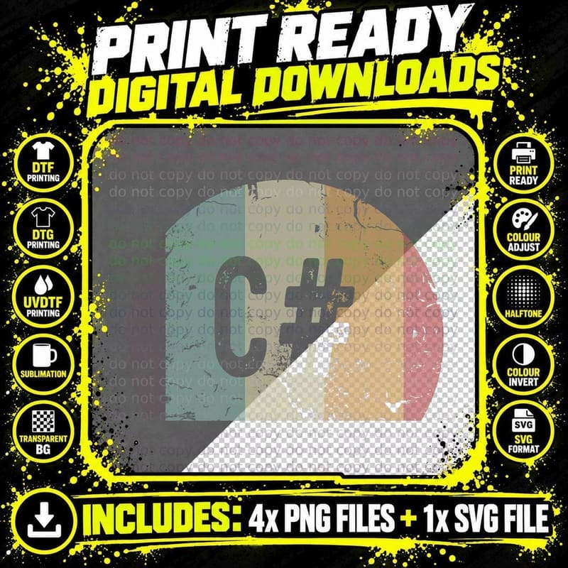 Retro C Vintage Sunset Coding Programmer Code Developer Png SVG Digital Bundle