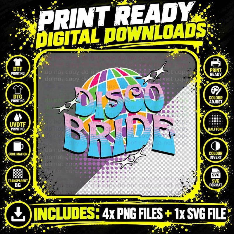 Retro Disco Bride Dancing Queens Bachelorette Party Png SVG Digital Bundle