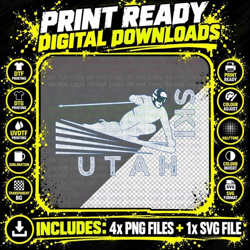 Retro Ski Utah Hoodie - Vintage Snow Ski Sweatshirt Png SVG Digital Bundle