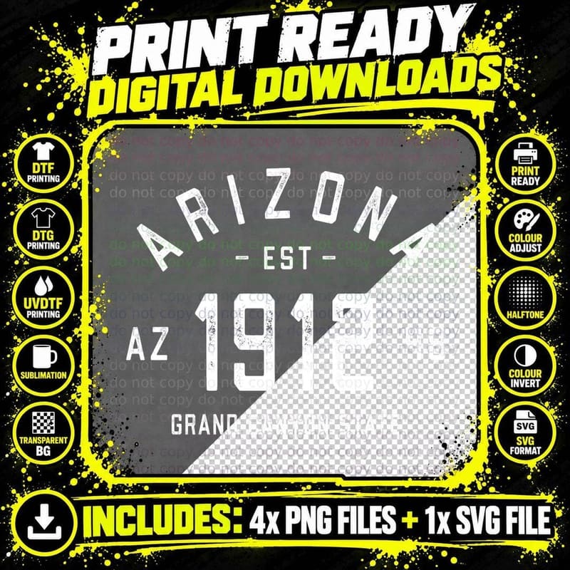 Retro Vintage Arizona Sweatshirt Pullover Hoodie 1912 MN Png SVG Digital Bundle