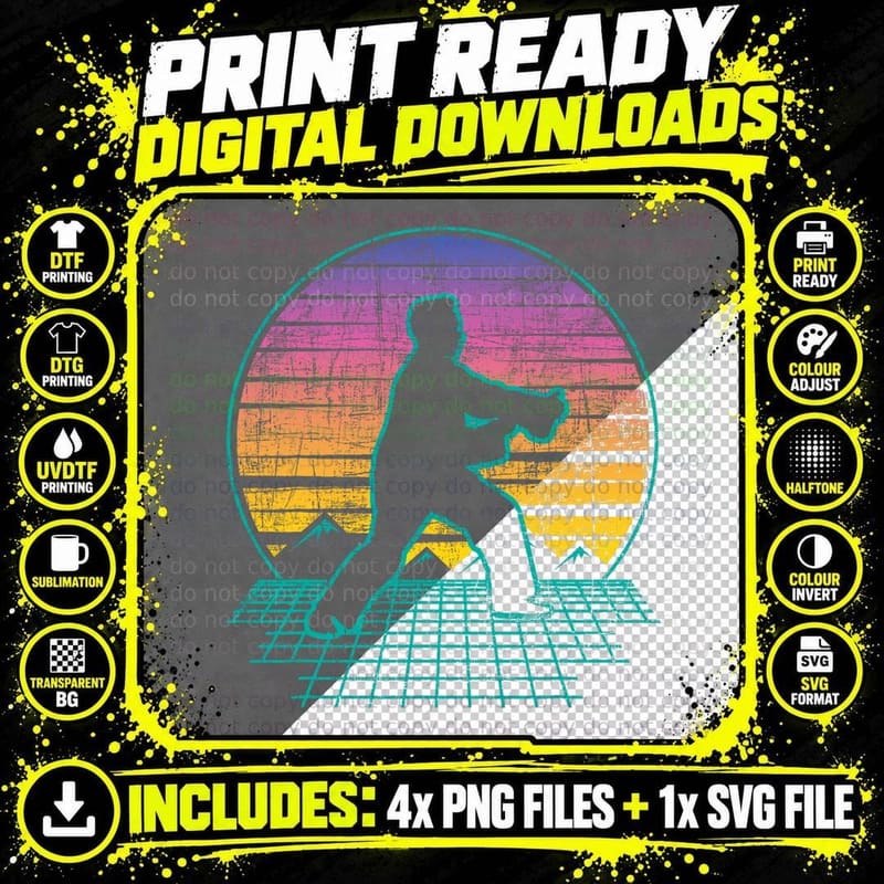 Retro Vintage Martial Arts - Tai Chi Instructor Yin Yang Png SVG Digital Bundle