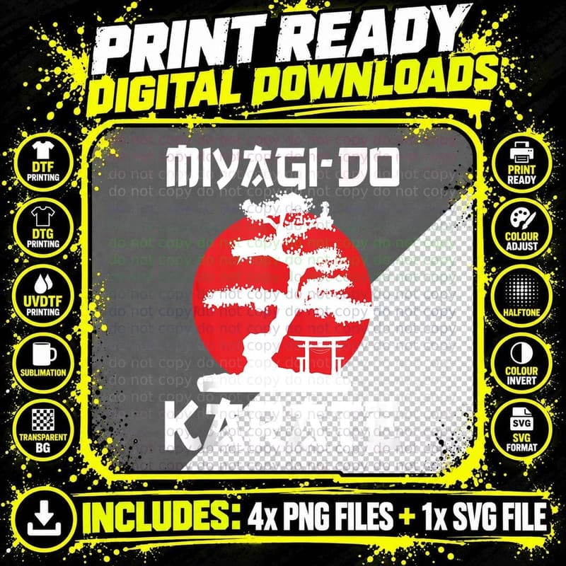 Retro Vintage Miyagi-Do Karate Life Bonsai Tree Martial Png SVG Digital Bundle