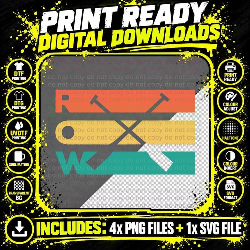 Retro Vintage Rowing Gift for Rowers T-Shirt Png SVG Digital Bundle