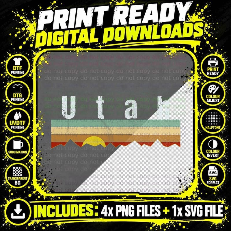 Retro Vintage Utah Sweatshirt, Throwback T-Shirt Png SVG Digital Bundle