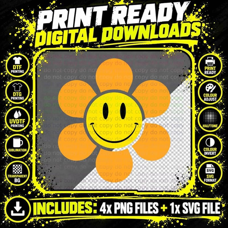 Roller Disco Outfit 70s Costume for Women Hippie Flower Png SVG Digital Bundle