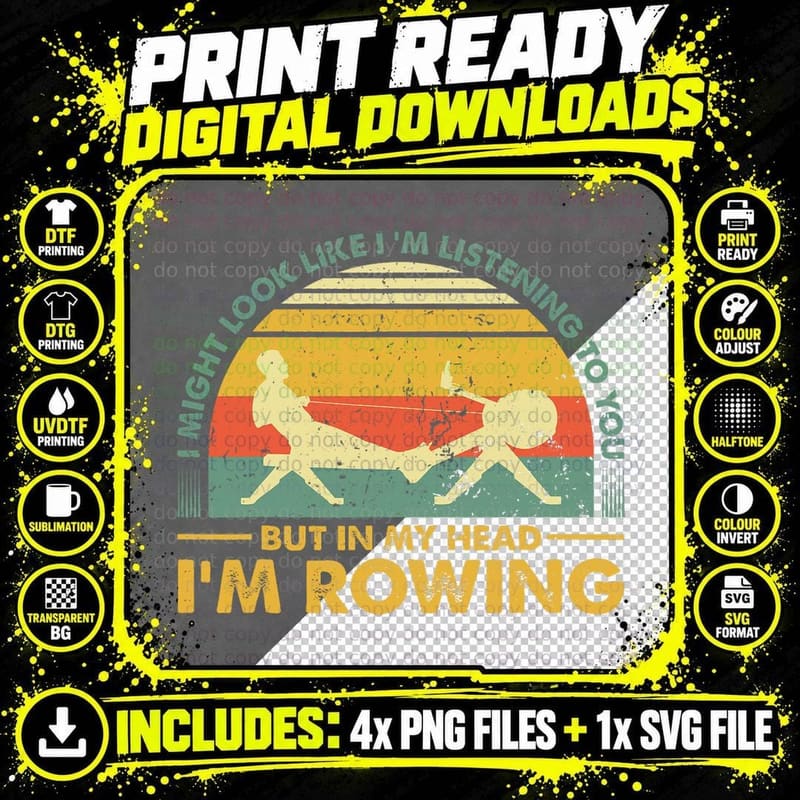 Rowing Machine Rowing Ergometer Vintage T-Shirt Png SVG Digital Bundle