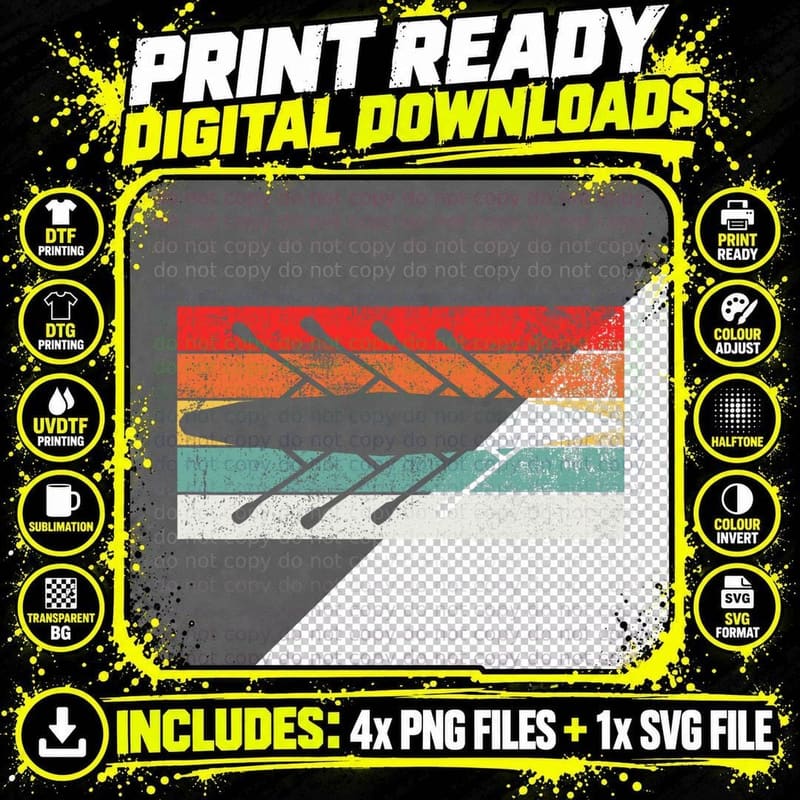 Rowing Rower Retro Vintage T-Shirt Png SVG Digital Bundle