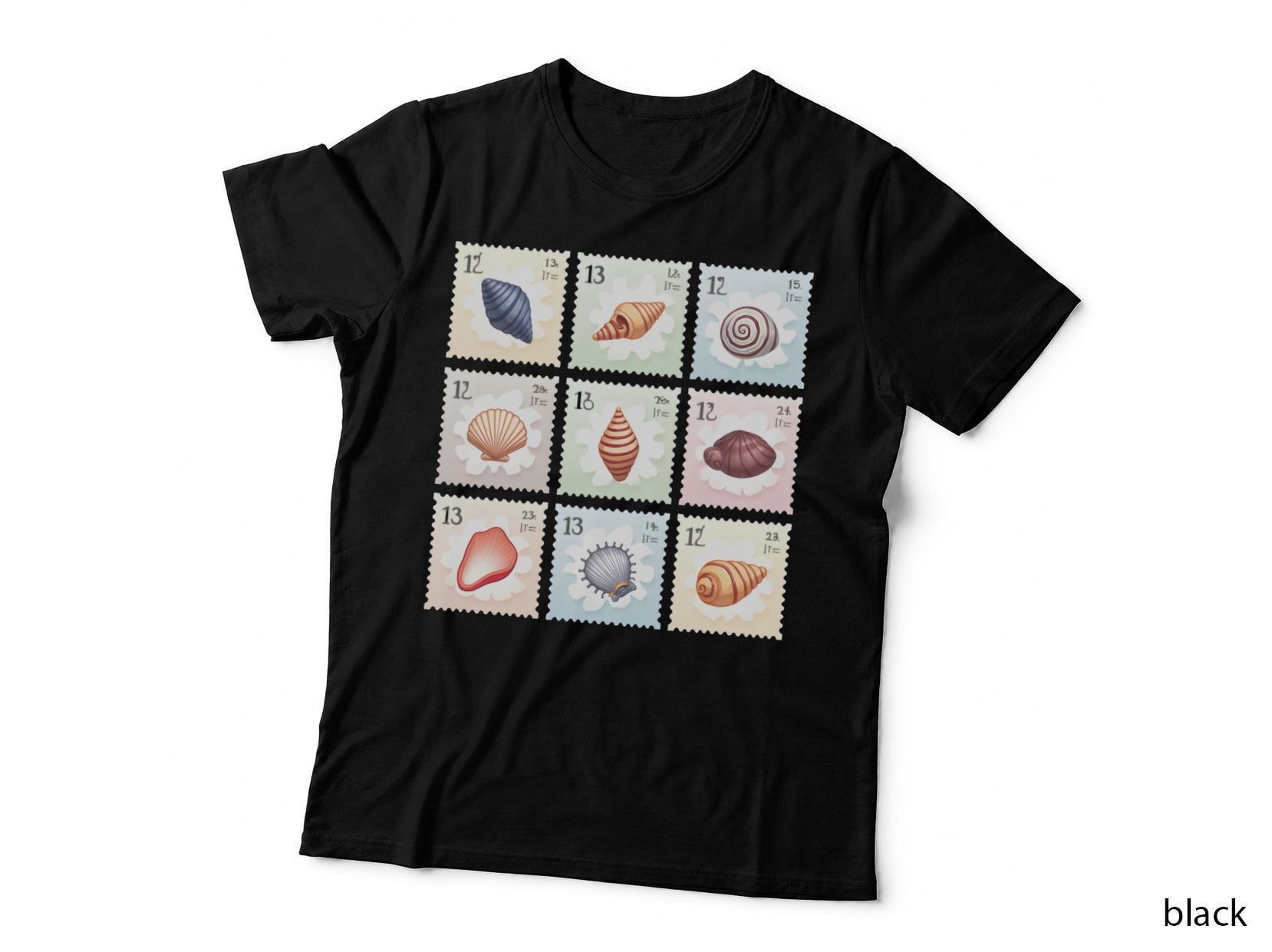 Seashell Stamp Collection Vintage Pastel Beach Ocean Lover T-Shirt