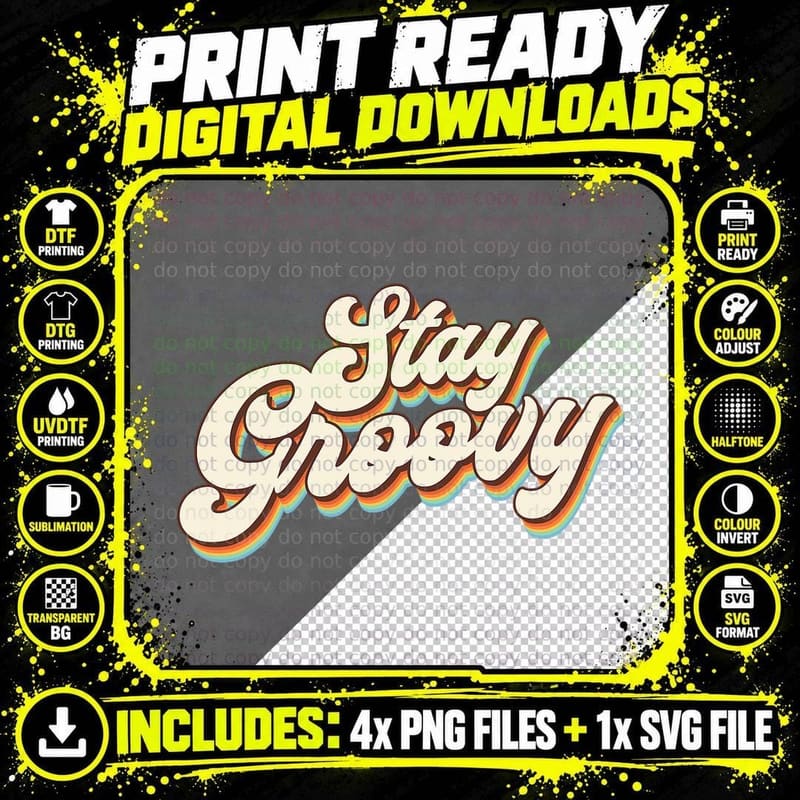 Stay Groovy Roller Disco Outfit 70s Costume T-Shirt Png SVG Digital Bundle