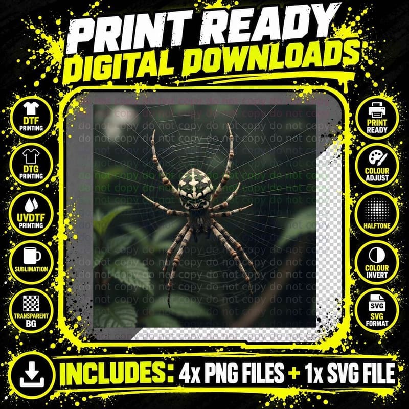 Super Scary Spider Web Vintage T-Shirt Png SVG Digital Bundle