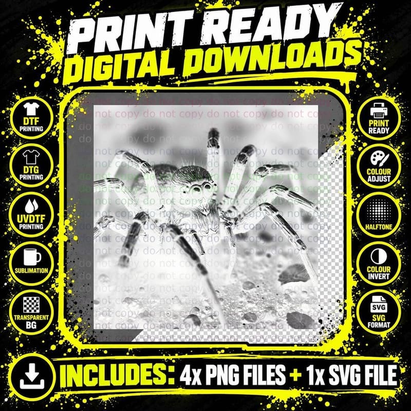 Super Scary Vintage Filter Spider T-Shirt Png SVG Digital Bundle