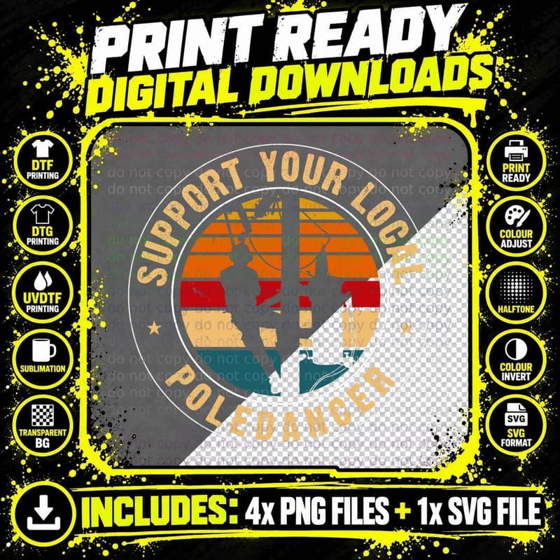 Support Your Local Pole Dancer Lineman Retro T-Shirt Png SVG Digital Bundle