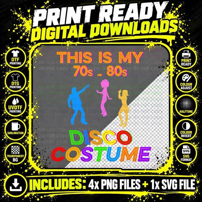 This Is My 70s 80s Disco Costume T-Shirt Png SVG Digital Bundle