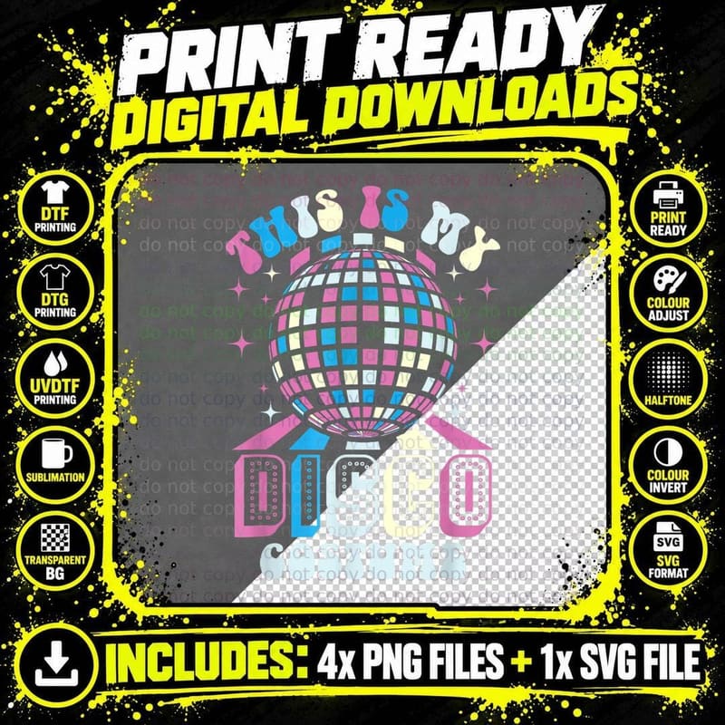 This Is My Disco Costume - 1970s Funky Party 70s Groovy Png SVG Digital Bundle