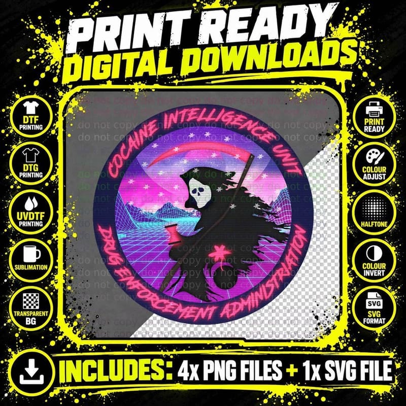 Vaporwave Chapo Trap House Cocaine Intelligence Unit Png SVG Digital Bundle