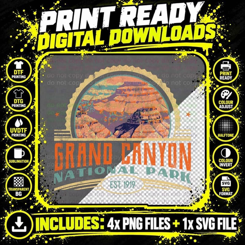Vintage Grand Canyon National Park Centennial Design Png SVG Digital Bundle