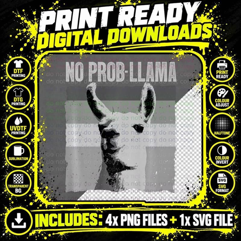 Vintage Llama Design for Men Women Boys Girls Alpaca Png SVG Digital Bundle