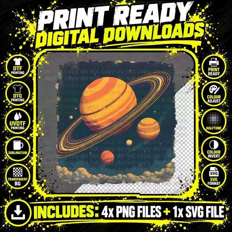 Vintage Space Science Shirt, Retro Sci-Fi Planetary Png SVG Digital Bundle
