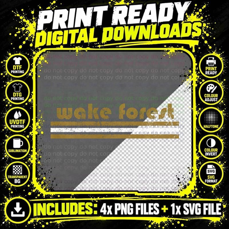 Wake Forest Retro Three Stripe Vintage Throwback T-Shirt Png SVG Digital Bundle
