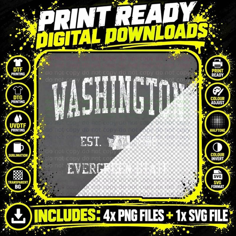 Washington Hoodie Vintage Sports Design Hooded Png SVG Digital Bundle
