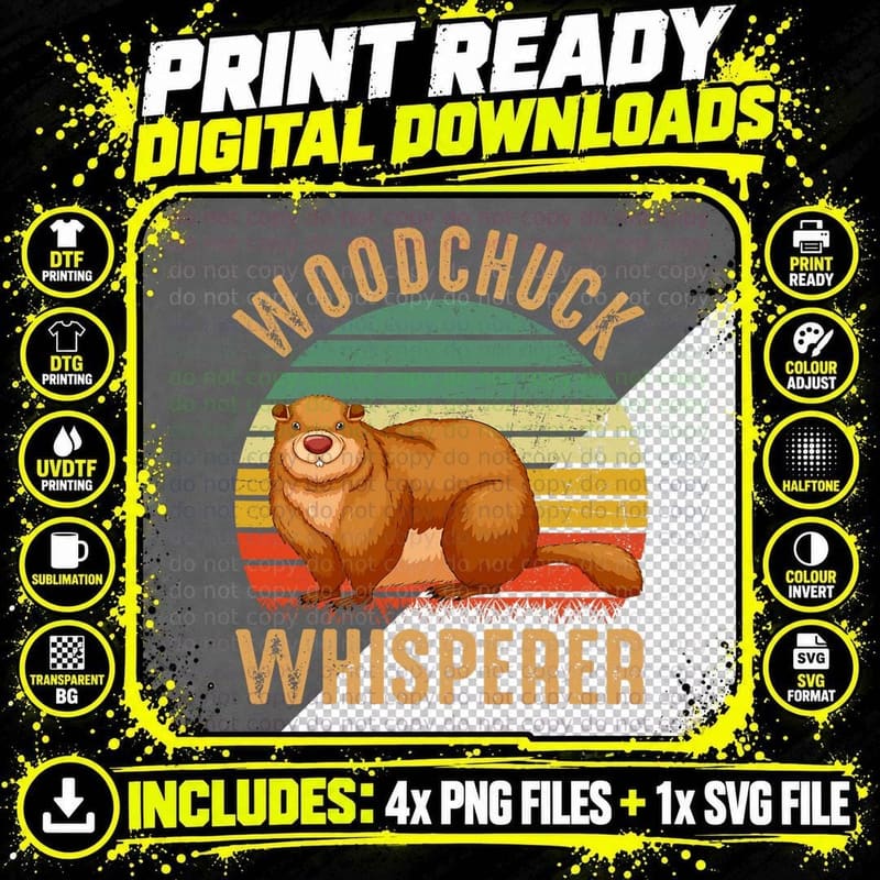 Woodchuck Whisperer Vintage Graphic T-Shirt Png SVG Digital Bundle