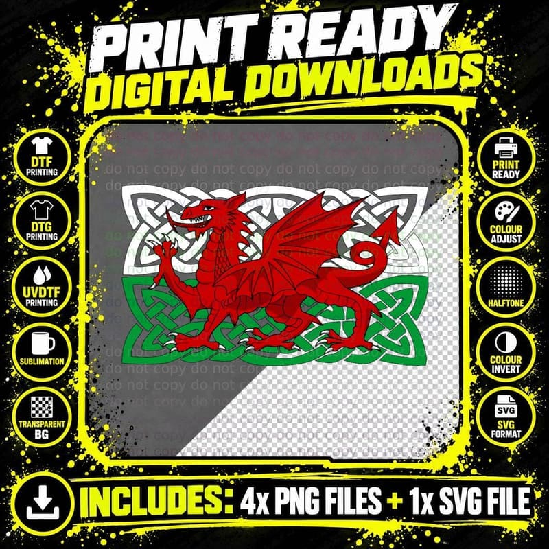 Y Ddraig Goch Classic T-Shirt Png SVG Digital Bundle
