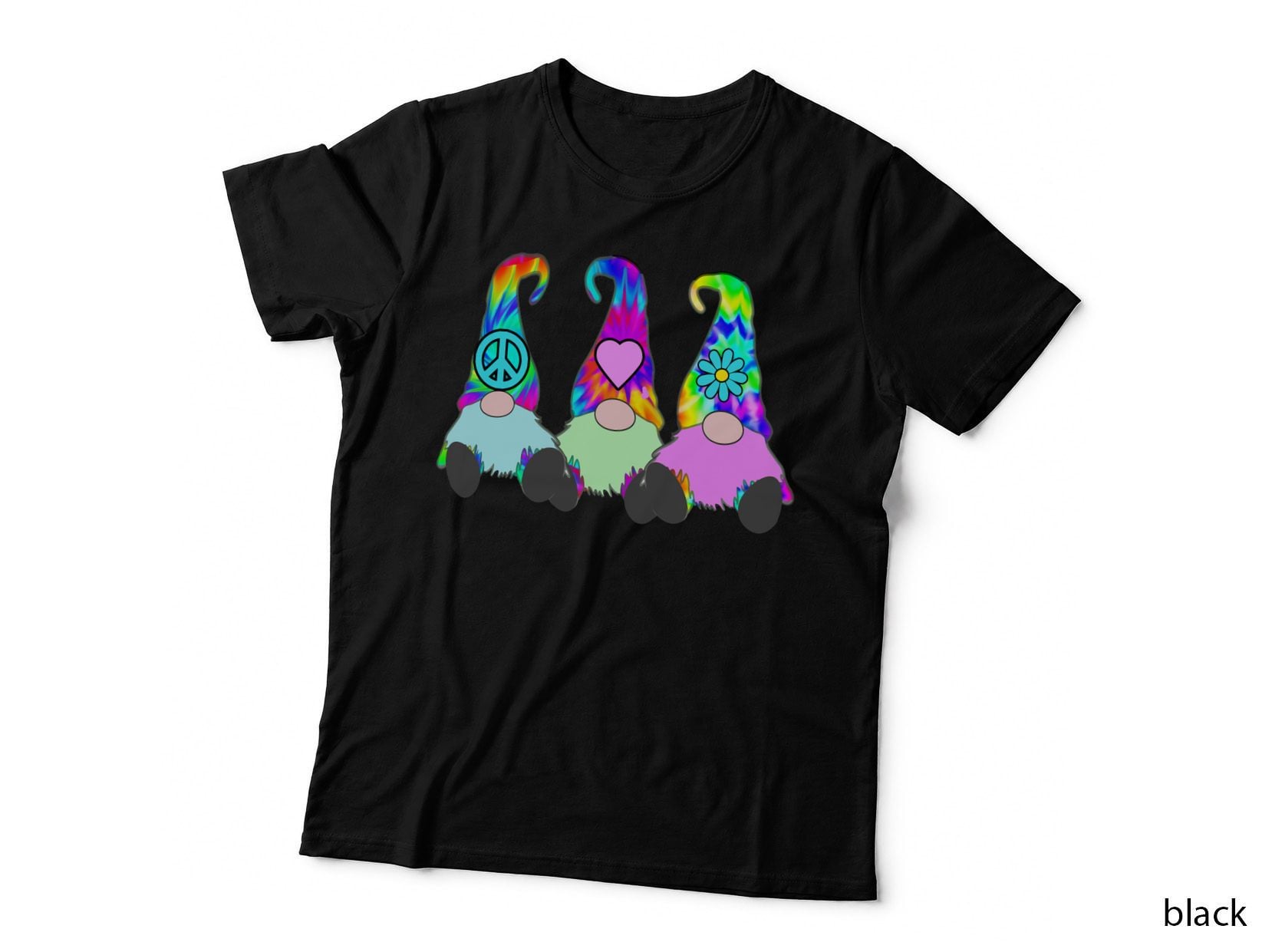 3 Hippie Gnomes Tie Dye Hat Retro Peace Groovy Pullover Hoodie T-Shirt