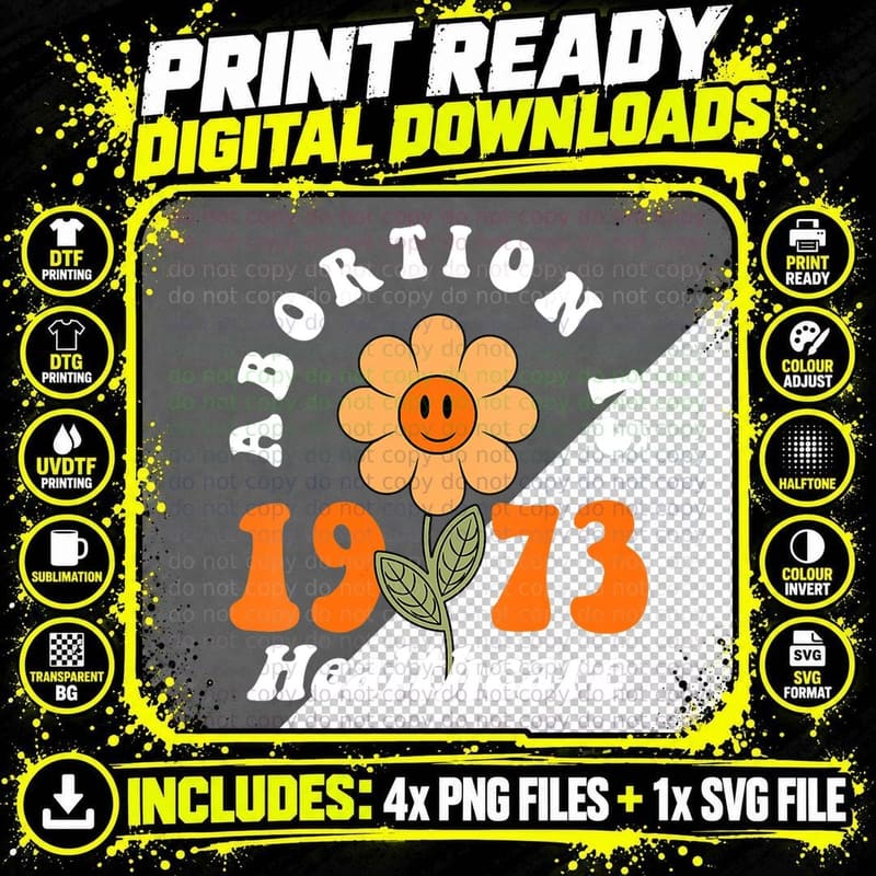 Abortion Is Healthcare Pro Choice Retro Feminism Flower Png SVG Digital Bundle