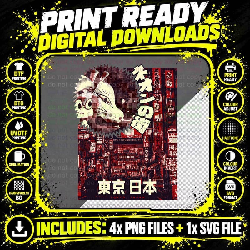 Aesthetic Vaporwave. Japan Style 80s 90s Osaka Tokyo Png SVG Digital Bundle