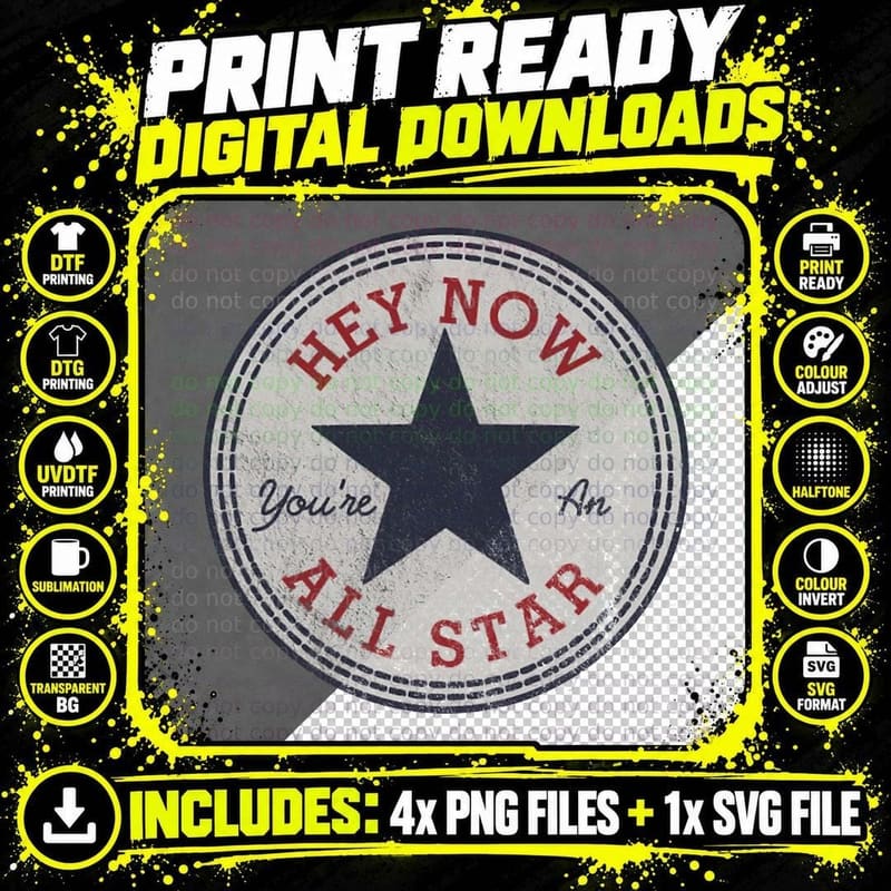All Star Vintage T-Shirt Png SVG Digital Bundle