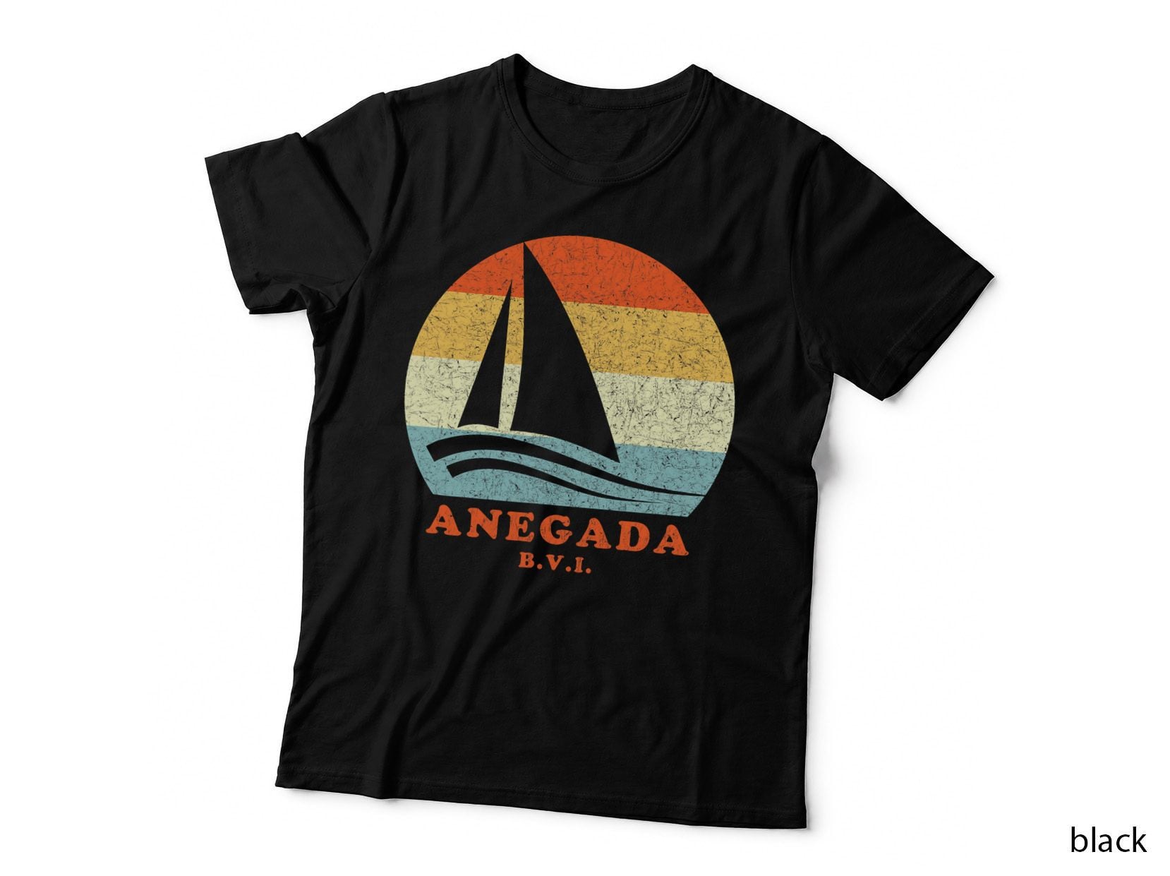 Anegada, BVI Vintage Retro Sailboat Sailing Vacation T-Shirt