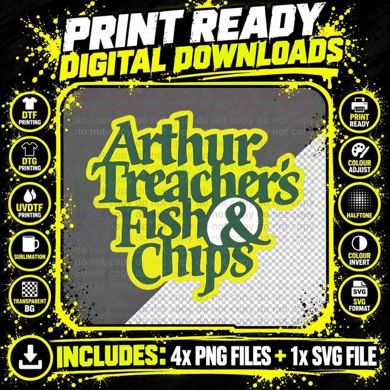 Arthur Treachers Fish and Chips Retro Vintage T-Shirt Png SVG Digital Bundle