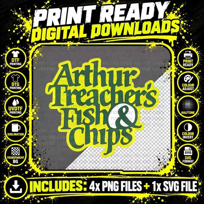 Arthur Treachers Fish and Chips Retro Vintage Png SVG Digital Bundle
