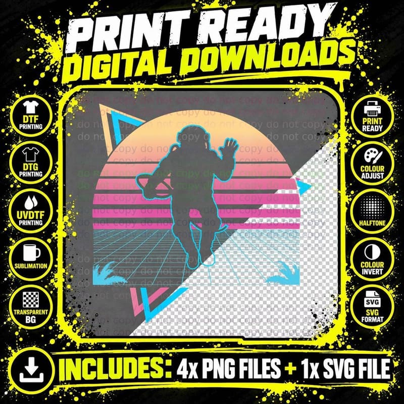 Astronaut Retro Vaporwave Aesthetic T-Shirt Png SVG Digital Bundle