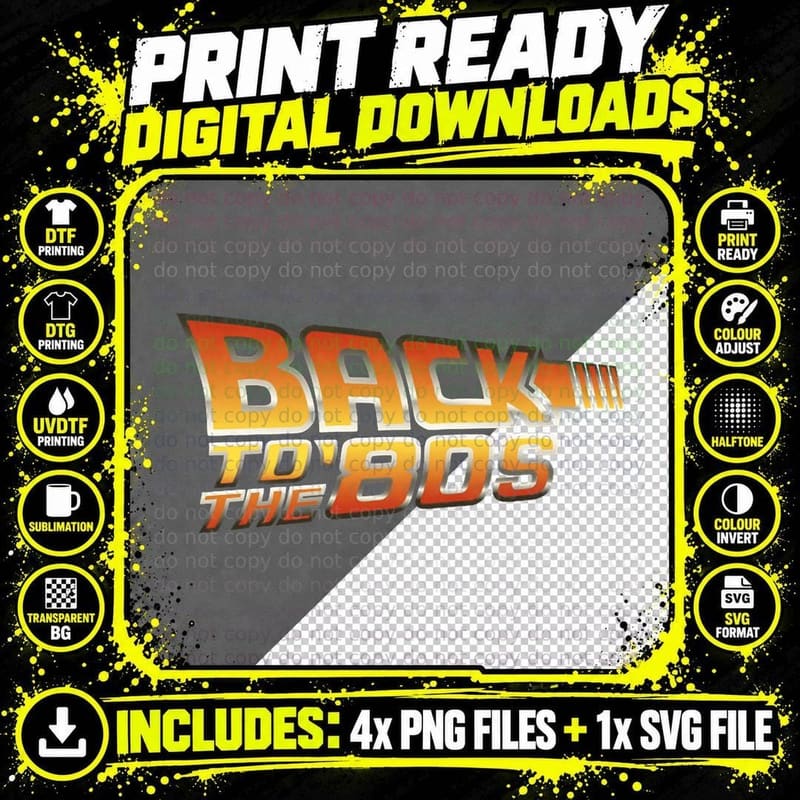 Back to the '80s T-Shirt Png SVG Digital Bundle