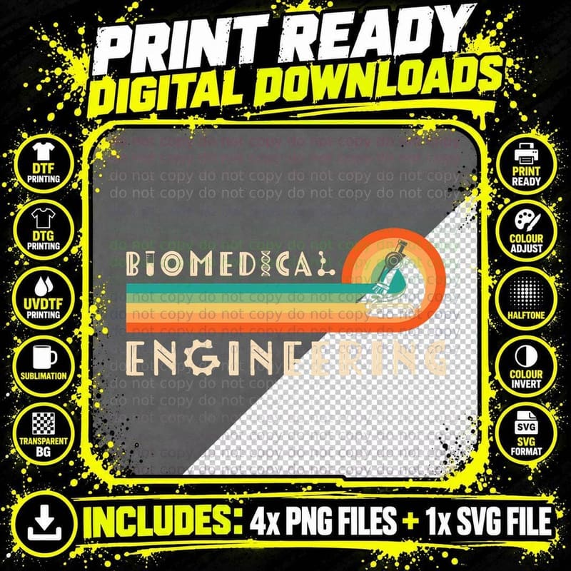Biomedical Engineering Retro Biomedical Engineer T-Shirt Png SVG Digital Bundle