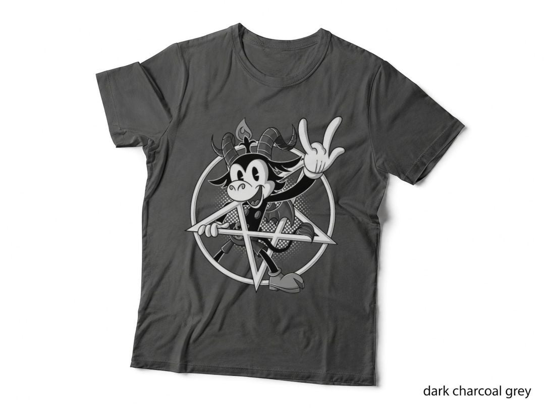 Blackcraft Baphomet Retro Cartoon Devil Horns Sign 666 from Hell T-Shirt