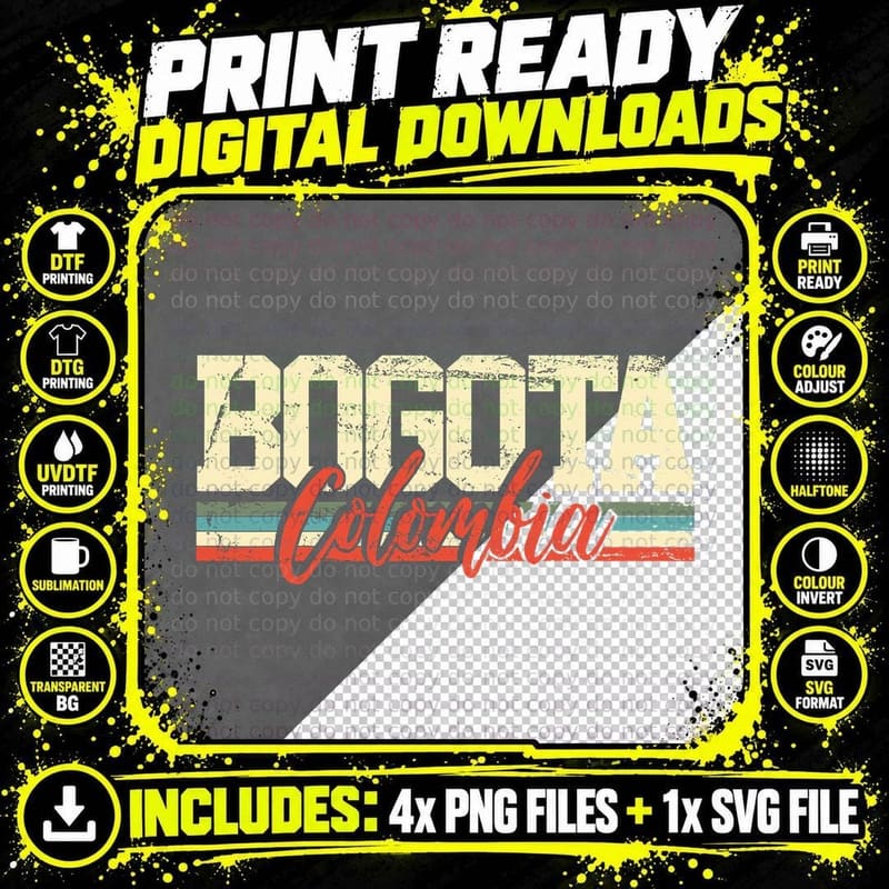 Bogota Colombia Travel Souvenir Retro Vintage Gift Png SVG Digital Bundle