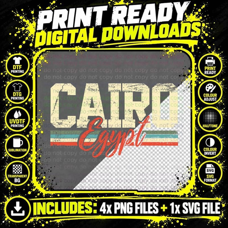 Cairo Egypt Travel Souvenir Retro Vintage Gift T-Shirt Png SVG Digital Bundle