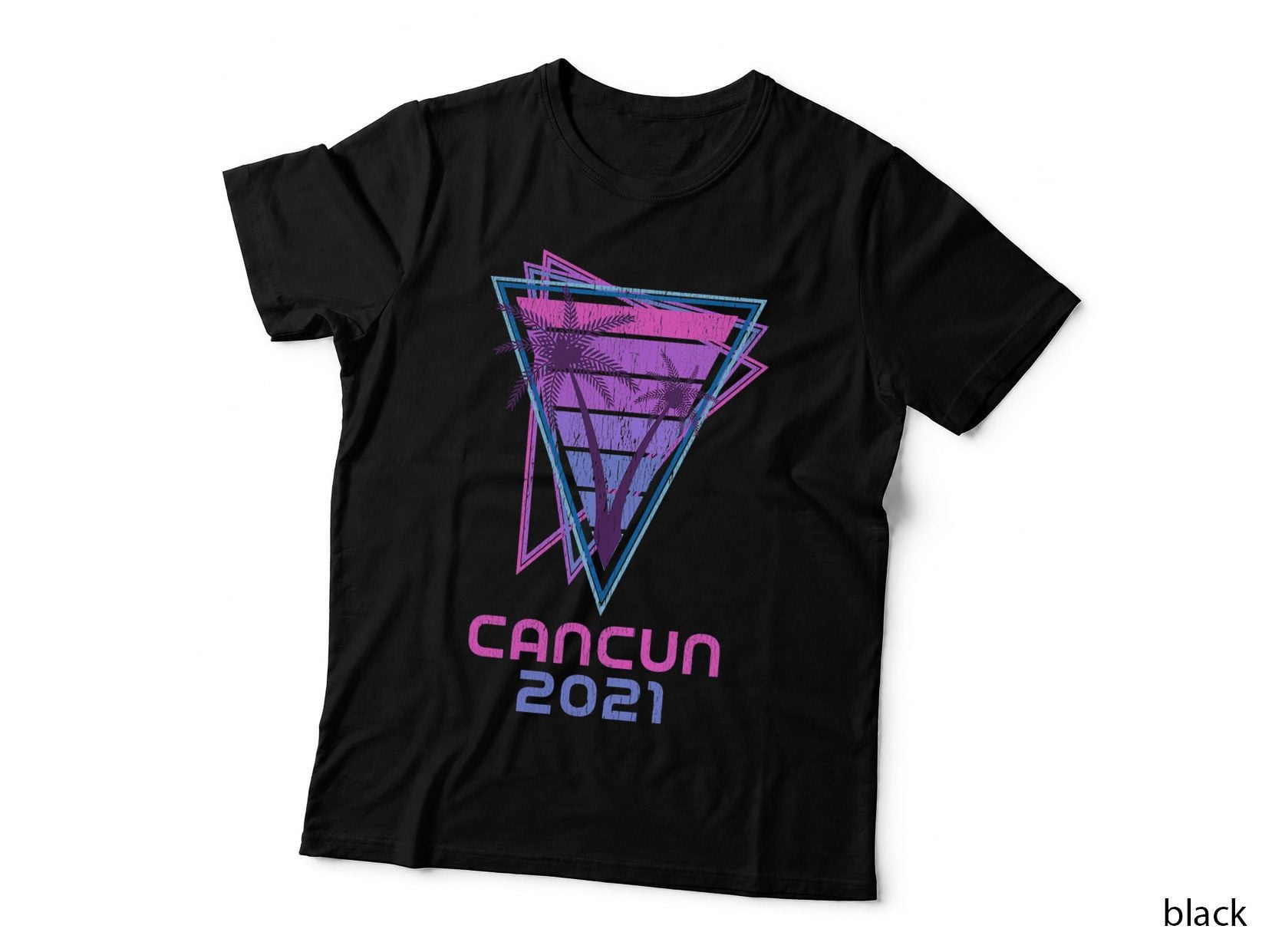 Cancun 2021 Family Vacation Matching Vaporwave Retro T-Shirt