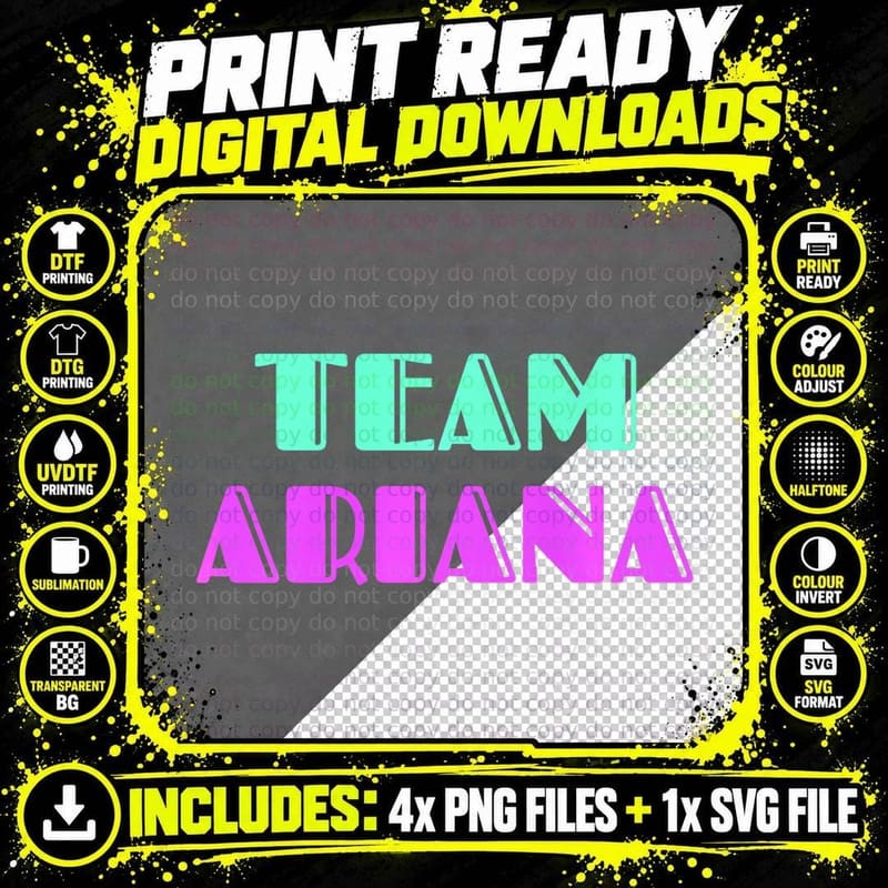 Cheer for Ariana, Show Support Be on Team Ariana 90s Png SVG Digital Bundle