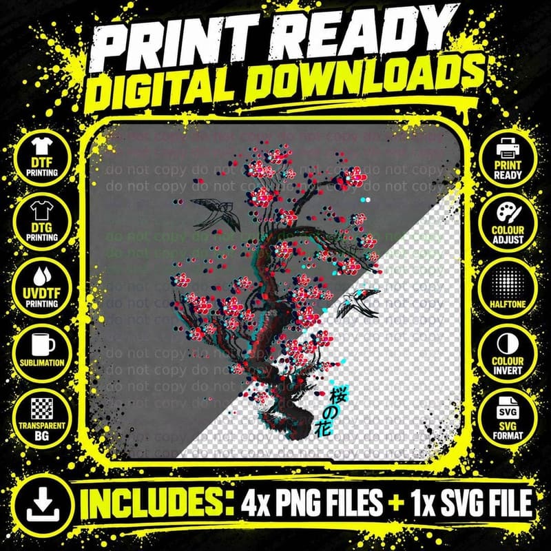 Cherry Blossom Japan 80s 90s Aesthetic Sakura Vaporwave Png SVG Digital Bundle