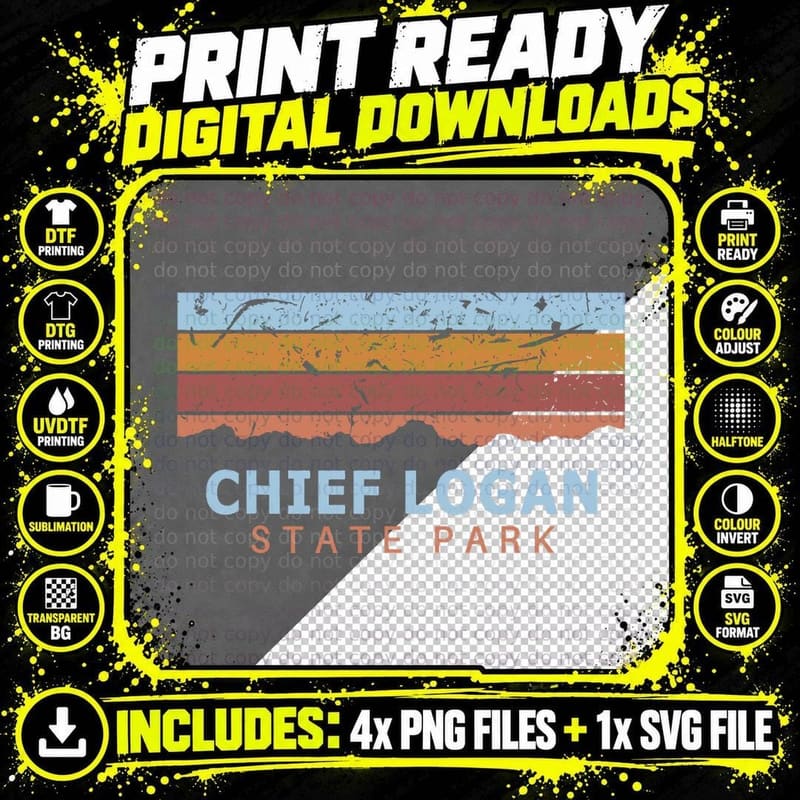Chief Logan State Park West Virginia Retro Cool T-Shirt Png SVG Digital Bundle