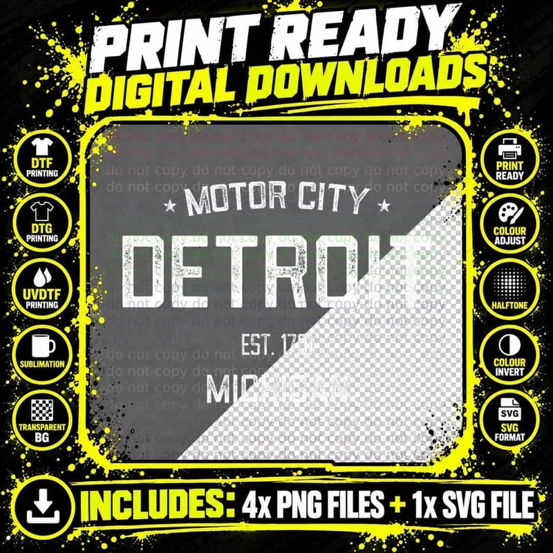 Classic Retro Vintage Detroit Motor City - Special Png SVG Digital Bundle