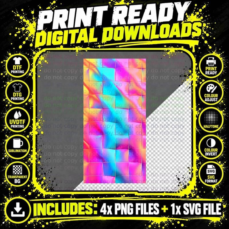 Colorful Pattern Retro Aesthetic Synthwave Vintage Png SVG Digital Bundle
