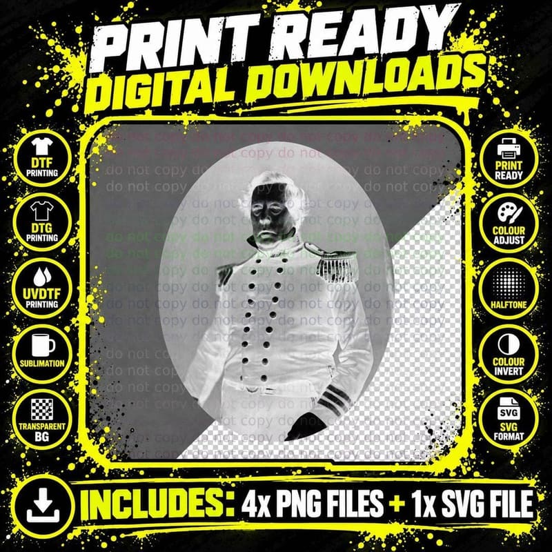 Commodore Matthew Perry Portrait Classic T-Shirt Png SVG Digital Bundle
